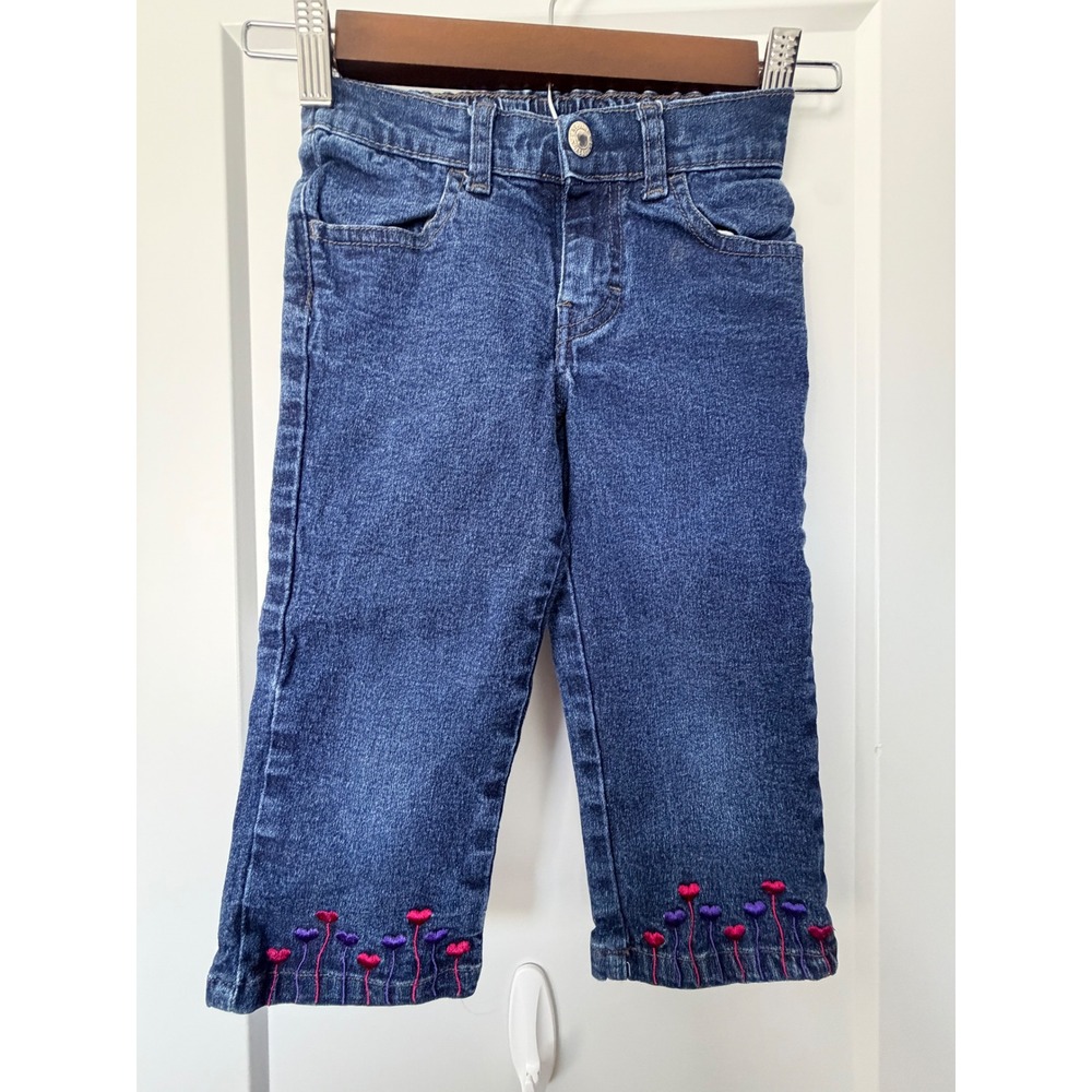 Gasoline by Rough Nature Girls Blue Denim Embroidered Heart Jeans Size 4_153